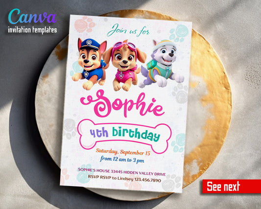 PAW Patrol customizable invitation template | Share or Print | TN154