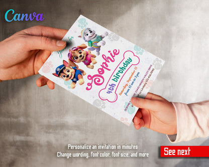 PAW Patrol customizable invitation template | Share or Print | TN154