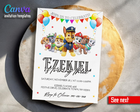PAW Patrol customizable invitation template | Share or Print | HM802