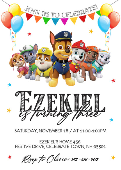 PAW Patrol customizable invitation template | Share or Print | HM802