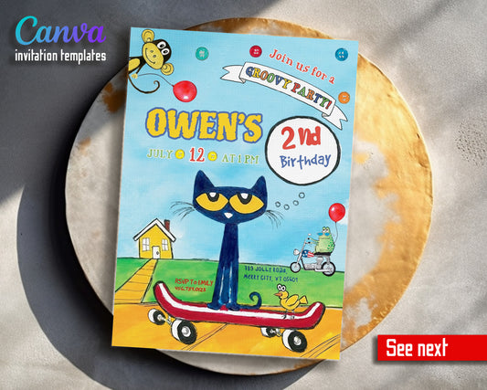 Pete the Cat customizable invitation template | Share or Print | LY465
