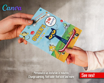 Pete the Cat customizable invitation template | Share or Print | LY465