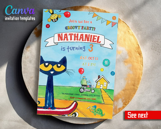Pete the Cat customizable invitation template | Share or Print | SL878