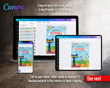 Pete the Cat customizable invitation template | Share or Print | SL878