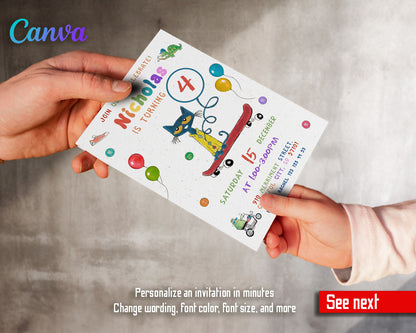 Pete the Cat customizable invitation template | Share or Print | KX735