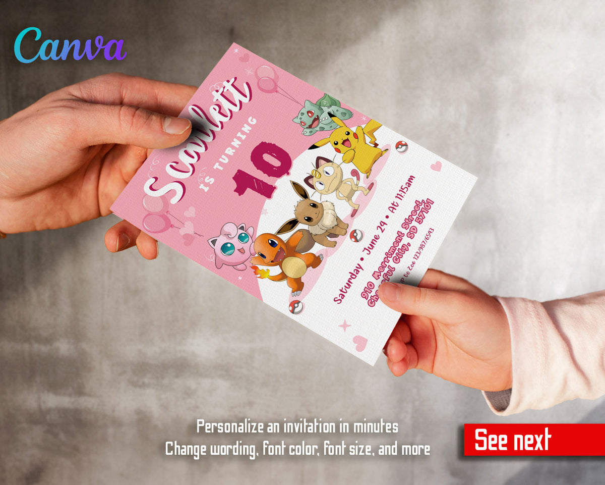 Pokemon Pikachu customizable invitation template | Share or Print | CW230