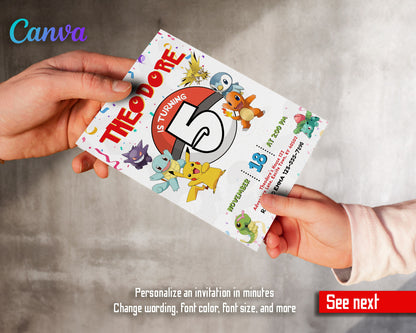 Pokemon Pikachu customizable invitation template | Share or Print | HS487