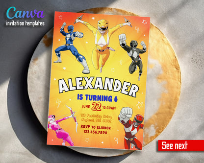 Mighty Morphin Power Rangers customizable invitation template | Share or Print | boy | CI375