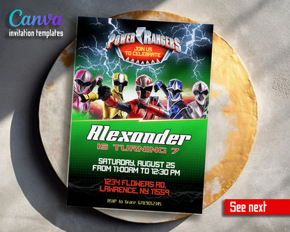 Mighty Morphin Power Rangers customizable invitation template | Share or Print | boy | IB561