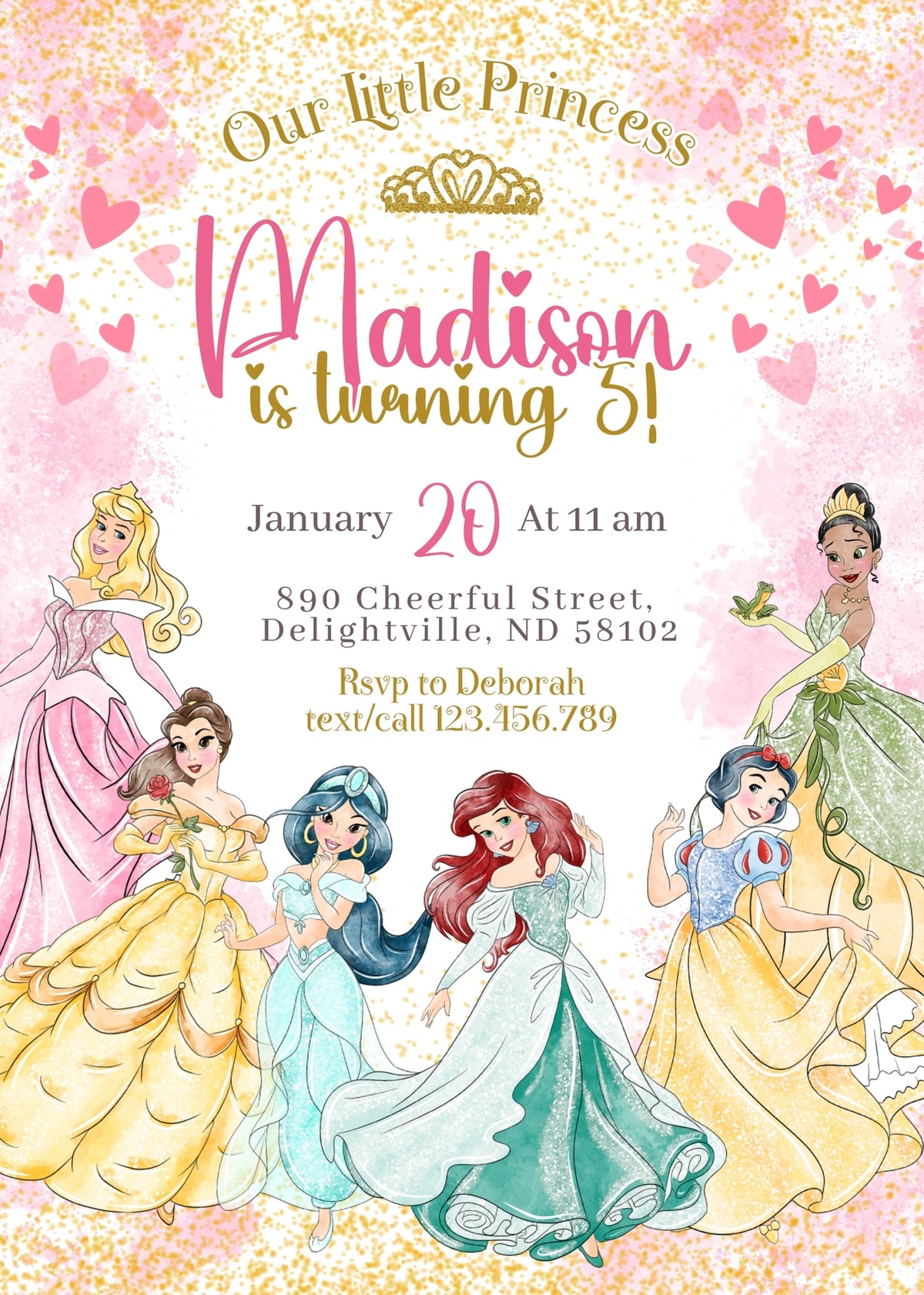 Disney Princess customizable invitation template | Share or Print | girl | IW166
