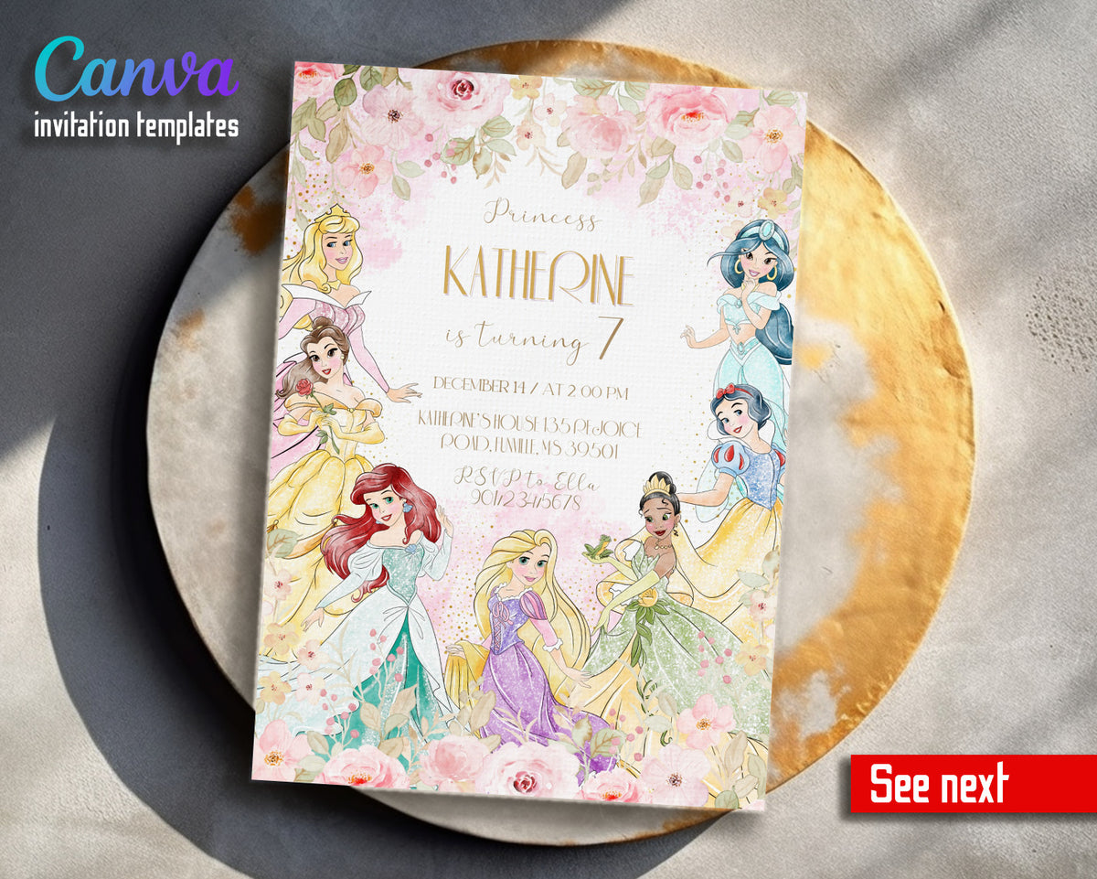 Disney Princess customizable invitation template | Share or Print | girl | IR843