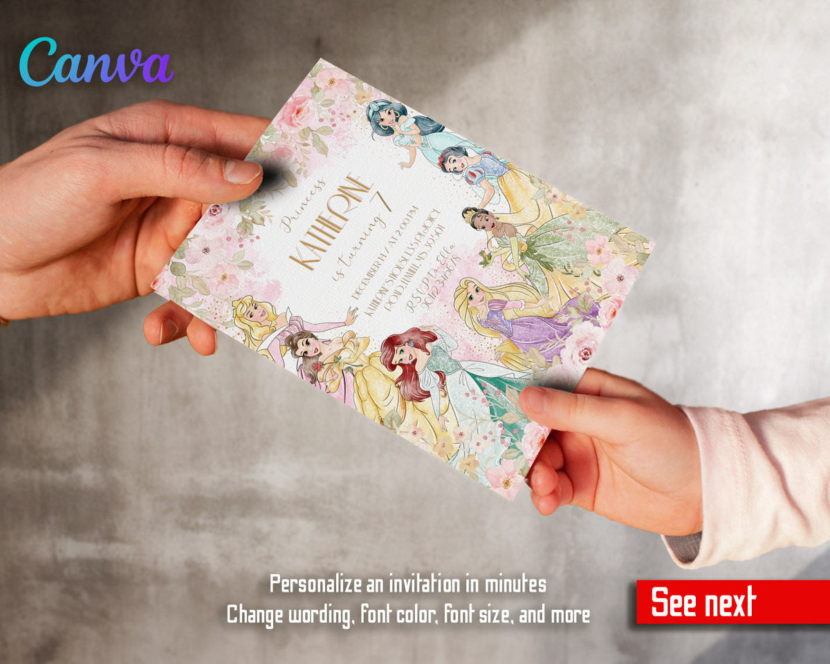 Disney Princess customizable invitation template | Share or Print | girl | IR843