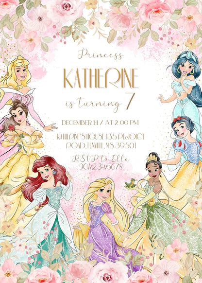 Disney Princess customizable invitation template | Share or Print | girl | IR843