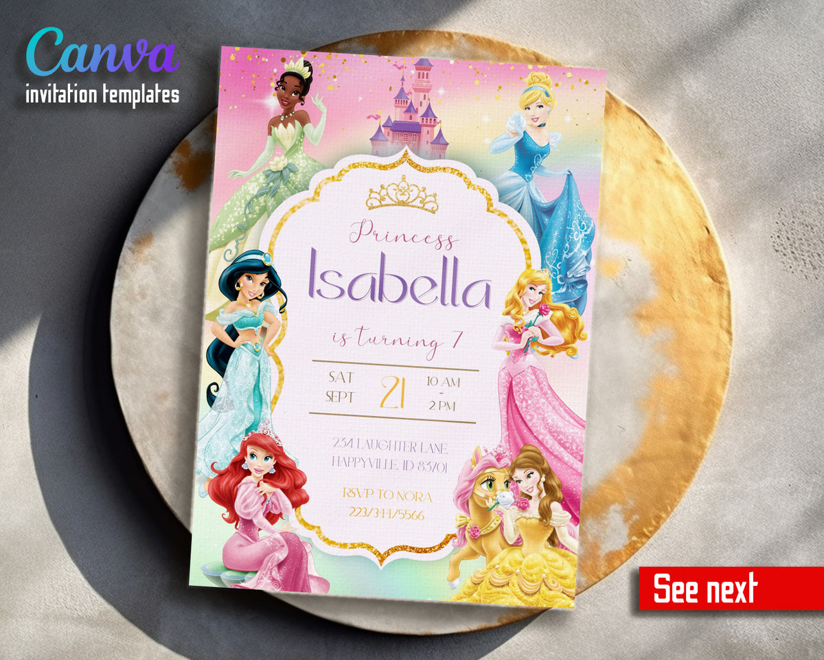 Disney Princess customizable invitation template | Share or Print | girl | JM911