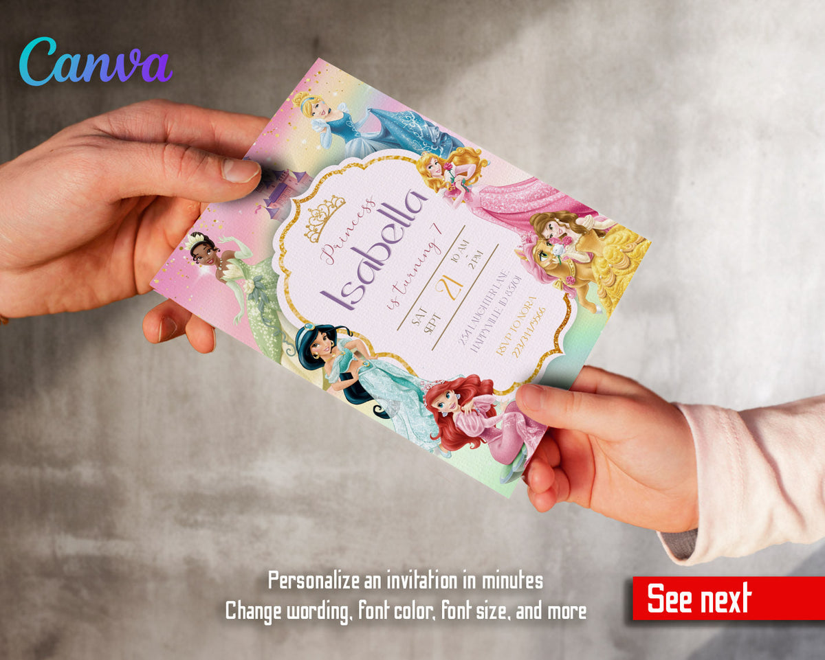 Disney Princess customizable invitation template | Share or Print | girl | JM911