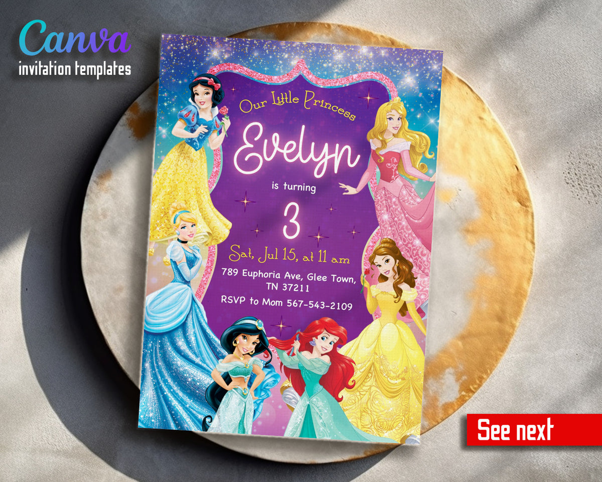 Disney Princess customizable invitation template | Share or Print | girl | GB913