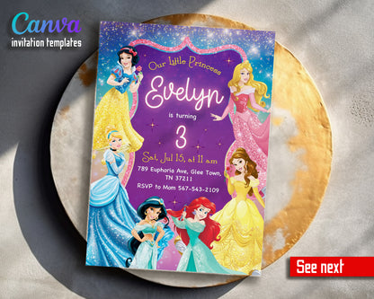 Disney Princess customizable invitation template | Share or Print | girl | GB913