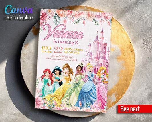 Disney Princess customizable invitation template | Share or Print | girl | SP103