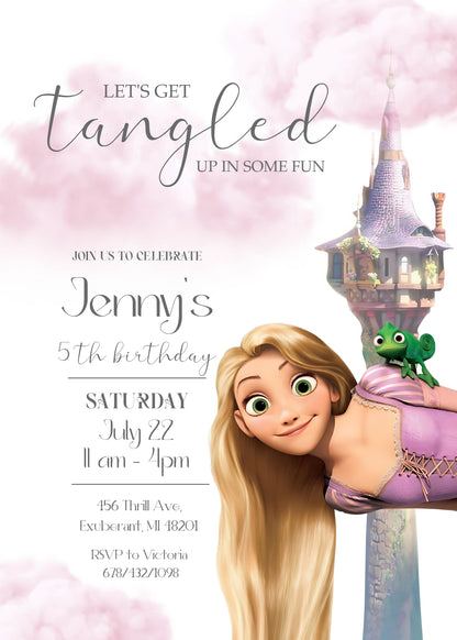 Rapunzel Princess Tangled customizable invitation template | Share or Print | girl | TE779