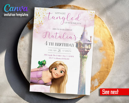 Rapunzel Princess Tangled customizable invitation template | Share or Print | girl | RH943