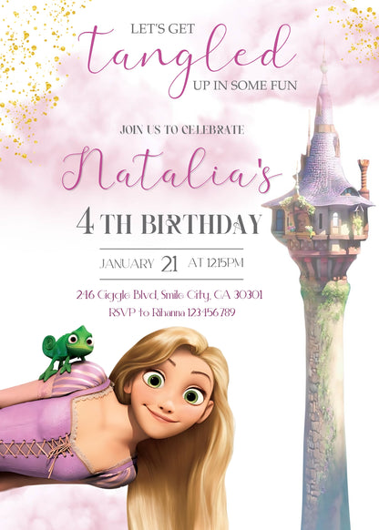 Rapunzel Princess Tangled customizable invitation template | Share or Print | girl | RH943