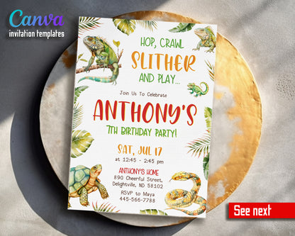 Reptile Lizard Snake customizable invitation template | Share or Print | RF825