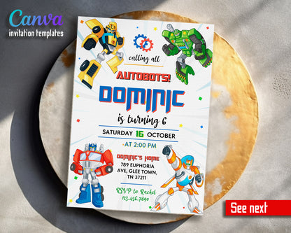 Transformers Rescue Bots customizable invitation template | Share or Print | boy | AG964