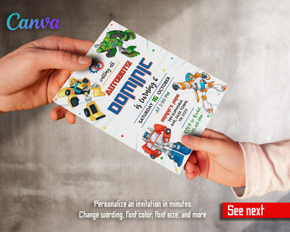 Transformers Rescue Bots customizable invitation template | Share or Print | boy | AG964