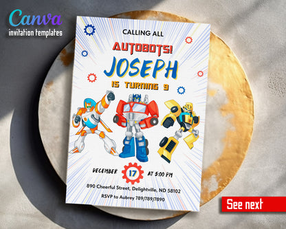 Transformers Rescue Bots customizable invitation template | Share or Print | boy | TR871