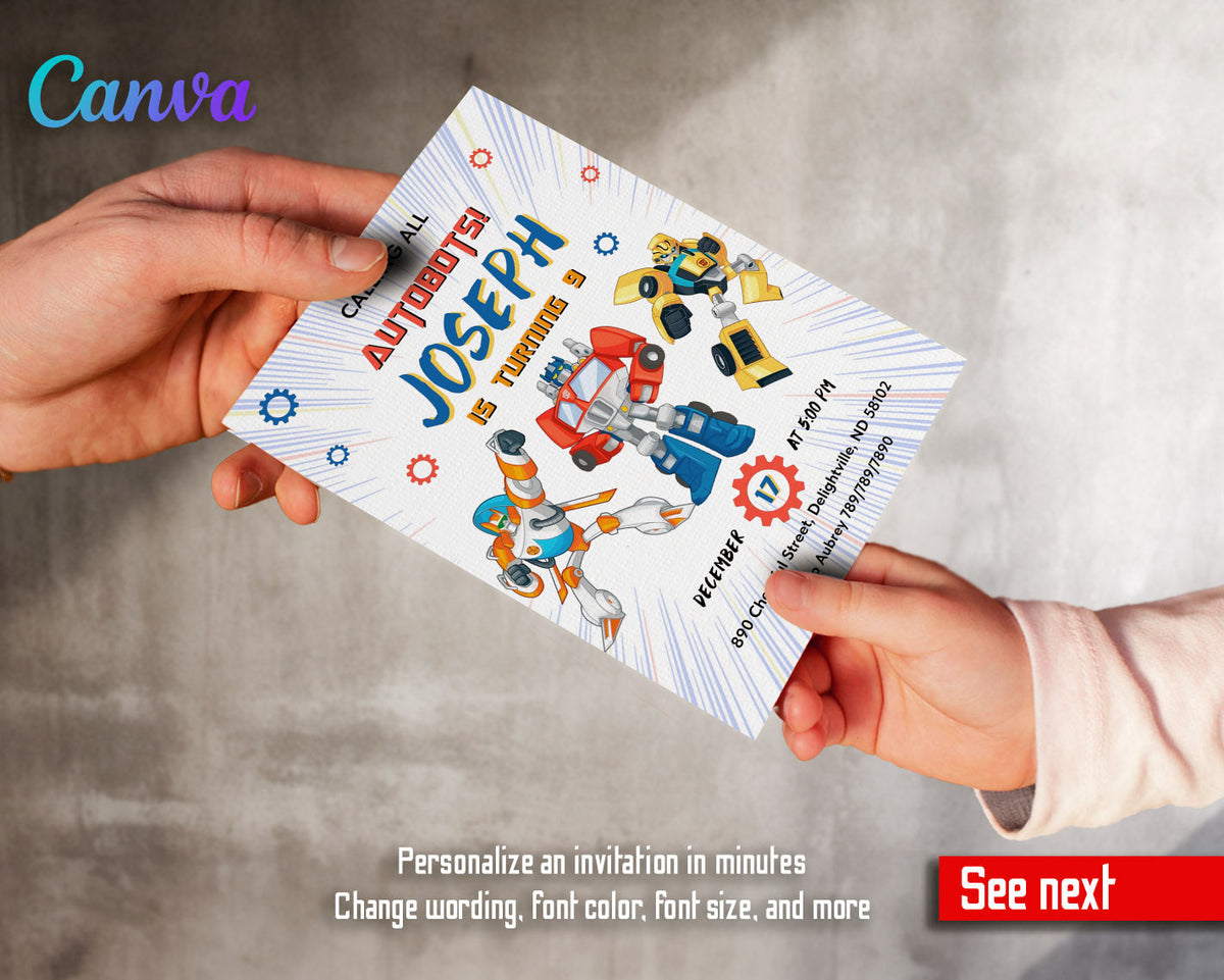 Transformers Rescue Bots customizable invitation template | Share or Print | boy | TR871