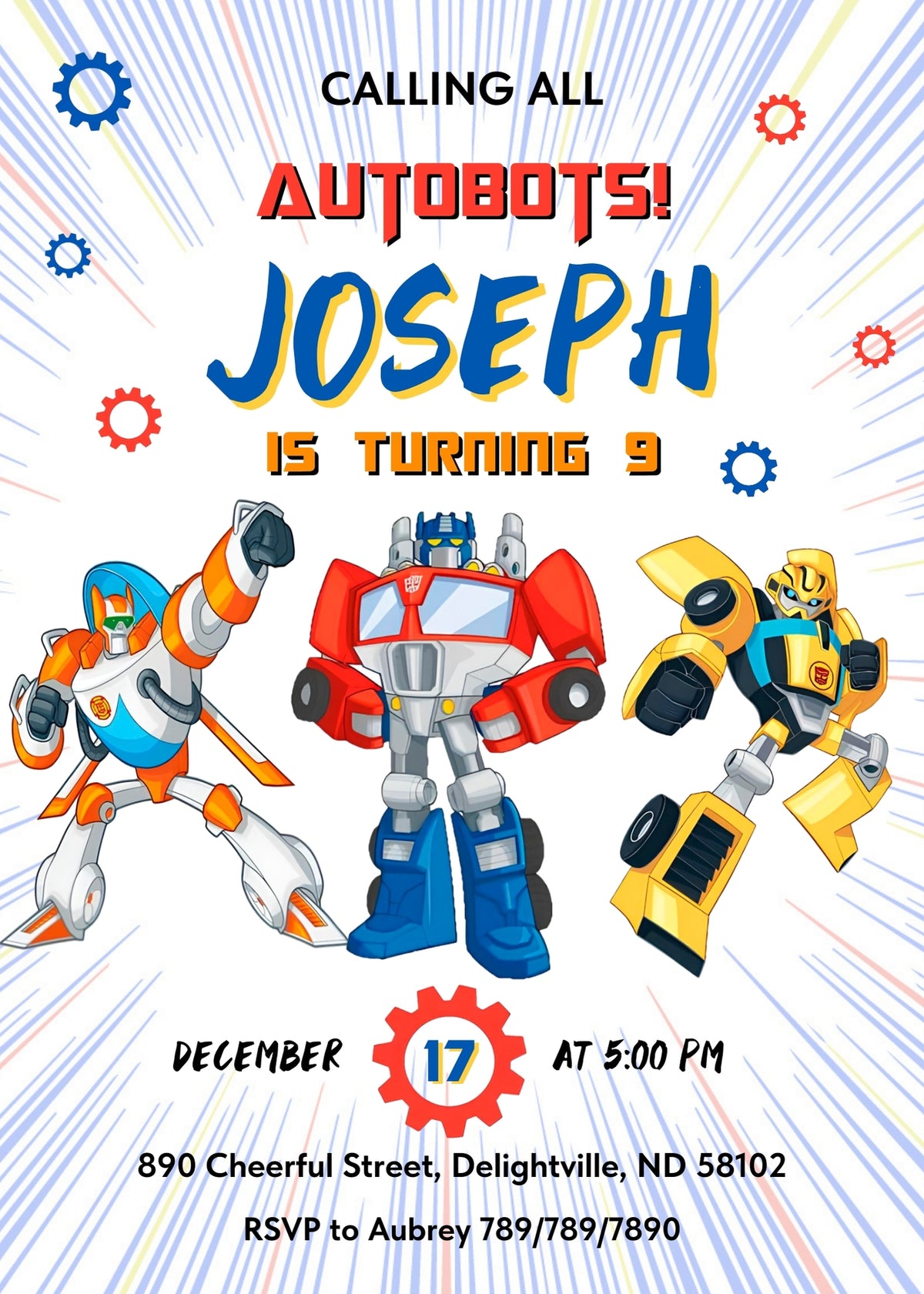 Transformers Rescue Bots customizable invitation template | Share or Print | boy | TR871