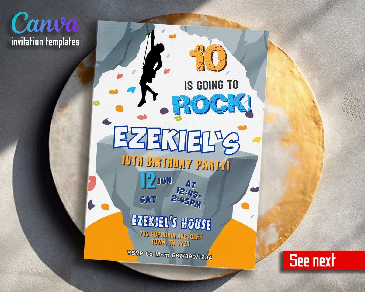 Rock Climbing customizable invitation template | Share or Print | HH897