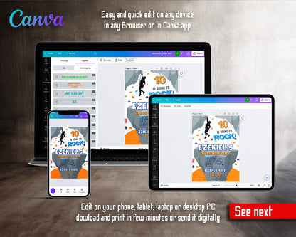 Rock Climbing customizable invitation template | Share or Print | HH897