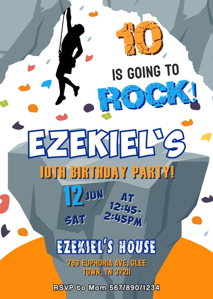 Rock Climbing customizable invitation template | Share or Print | HH897