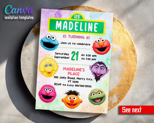 Sesame Street customizable invitation template | Share or Print | DY557