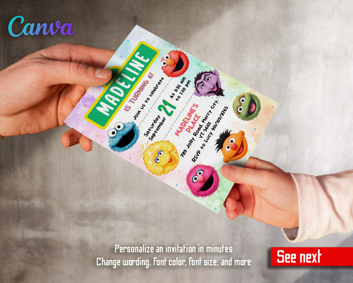 Sesame Street customizable invitation template | Share or Print | DY557