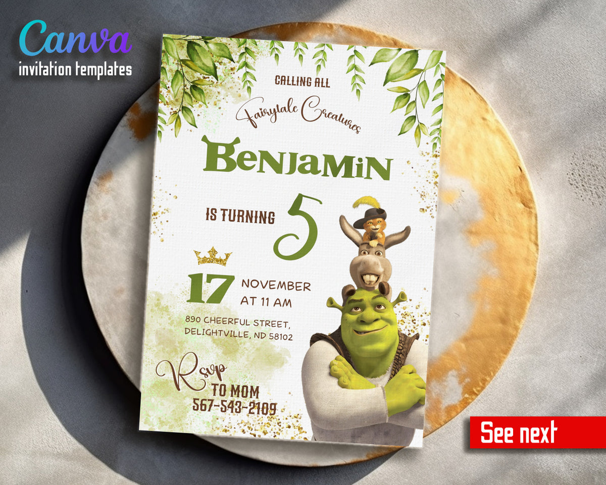 Shrek customizable invitation template | Share or Print | QS414