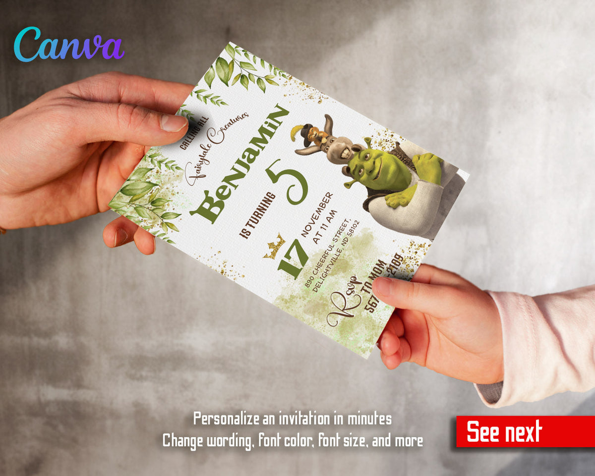 Shrek customizable invitation template | Share or Print | QS414