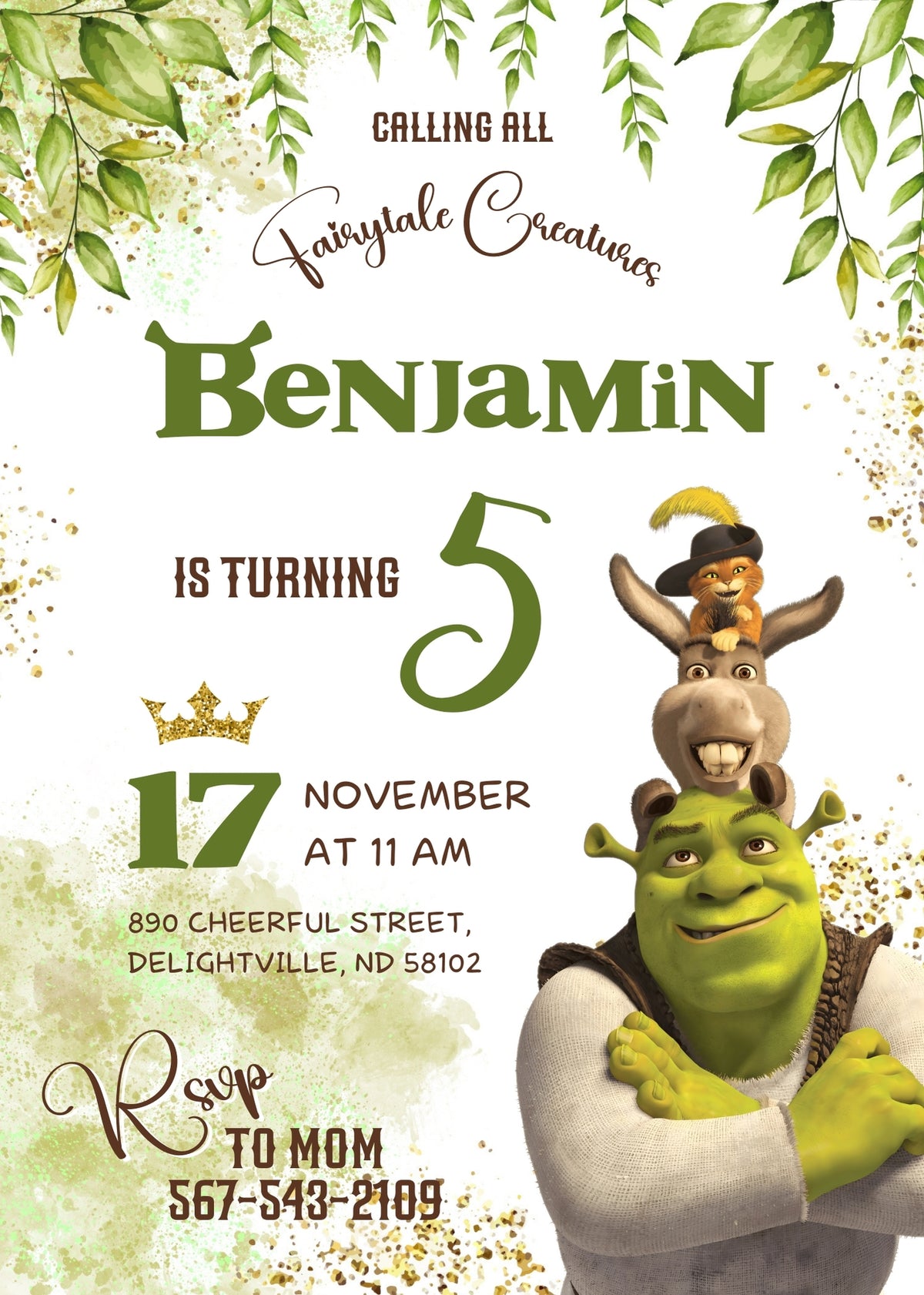 Shrek customizable invitation template | Share or Print | QS414