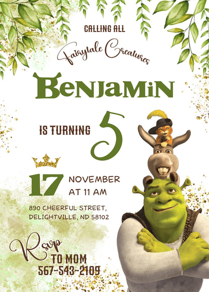 Shrek customizable invitation template | Share or Print | QS414