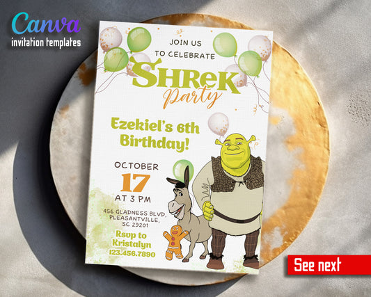Shrek customizable invitation template | Share or Print | OR688