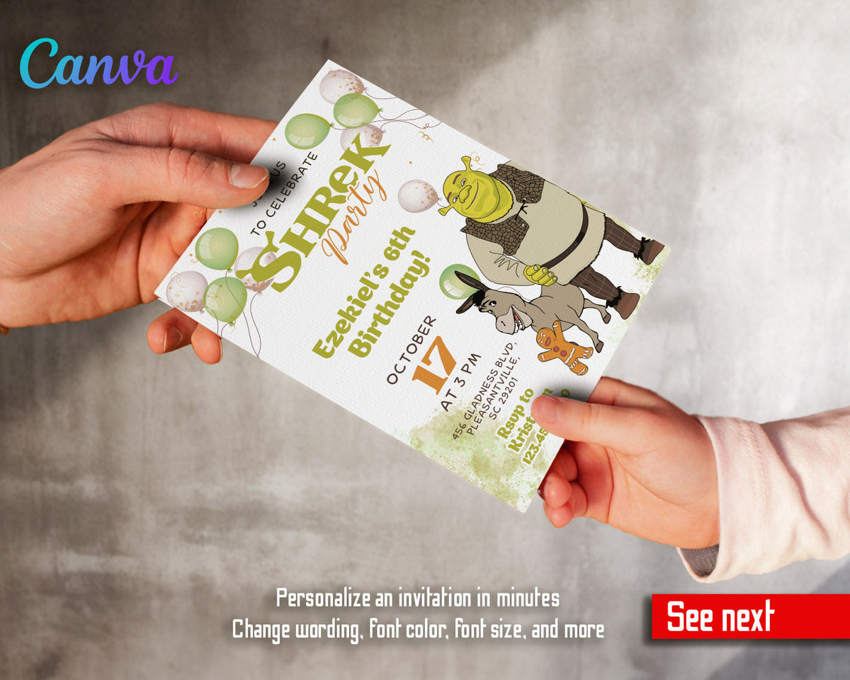 Shrek customizable invitation template | Share or Print | OR688