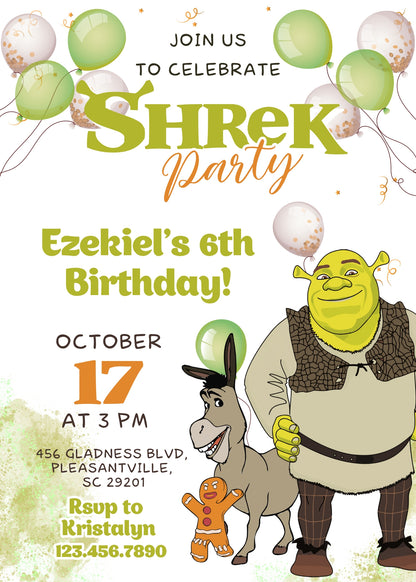 Shrek customizable invitation template | Share or Print | OR688