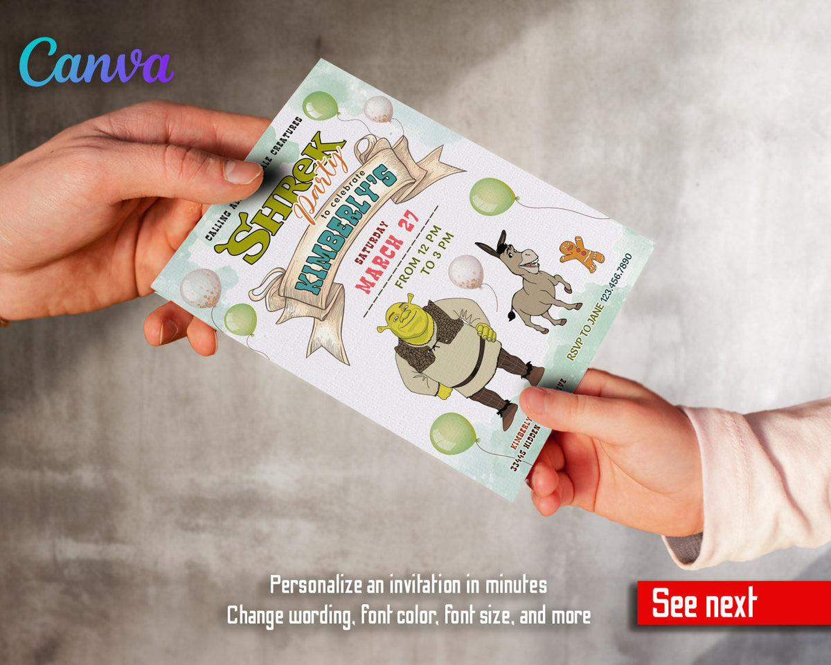 Shrek customizable invitation template | Share or Print | PS361