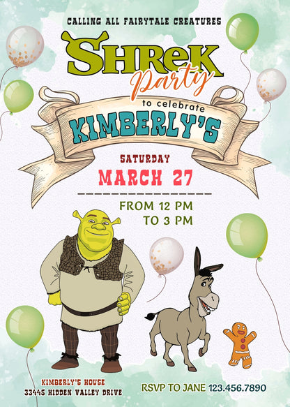 Shrek customizable invitation template | Share or Print | PS361