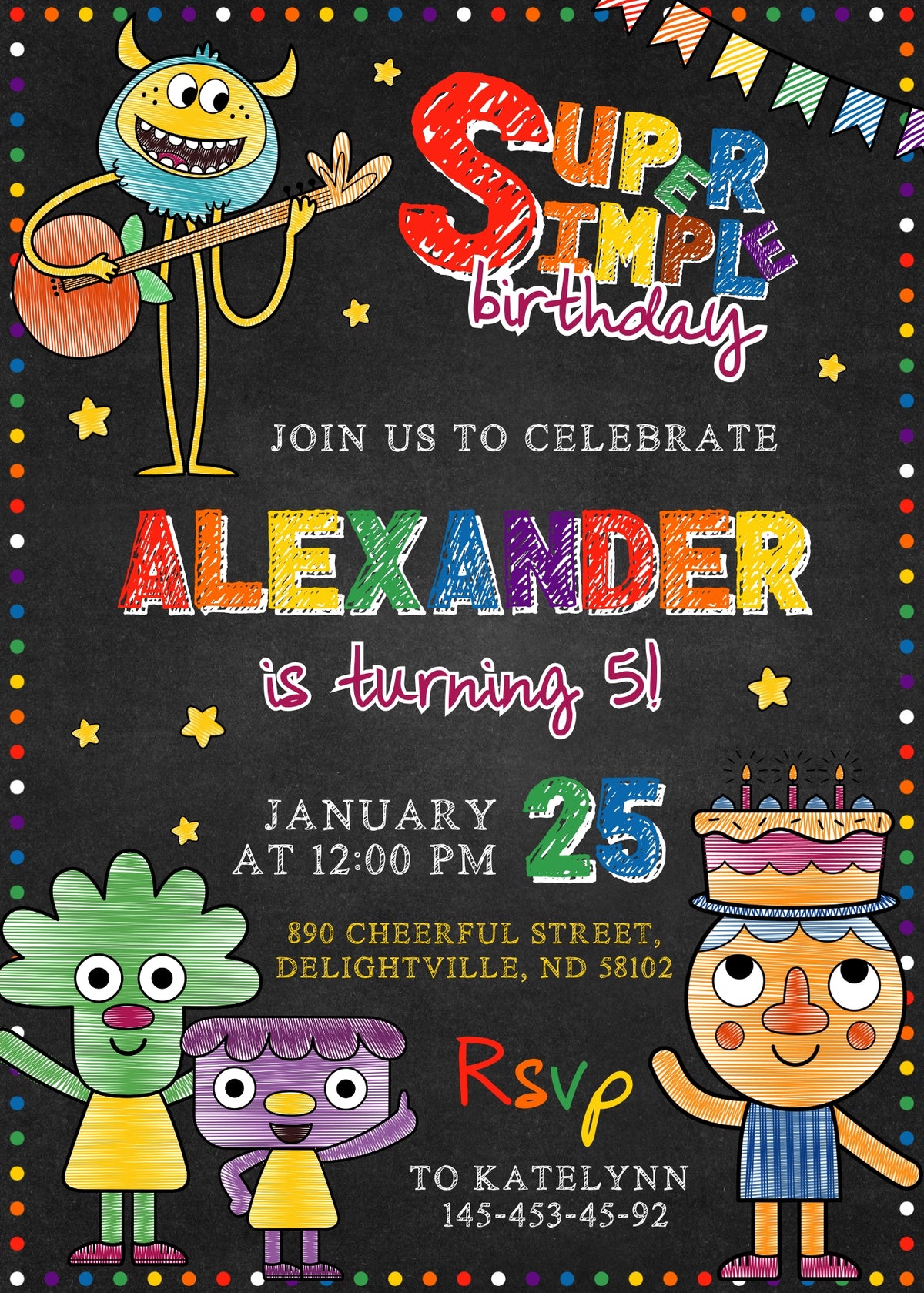 Super Simple Songs customizable invitation template | Share or Print | SA011