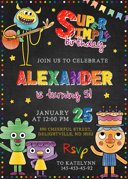 Super Simple Songs customizable invitation template | Share or Print | SA011