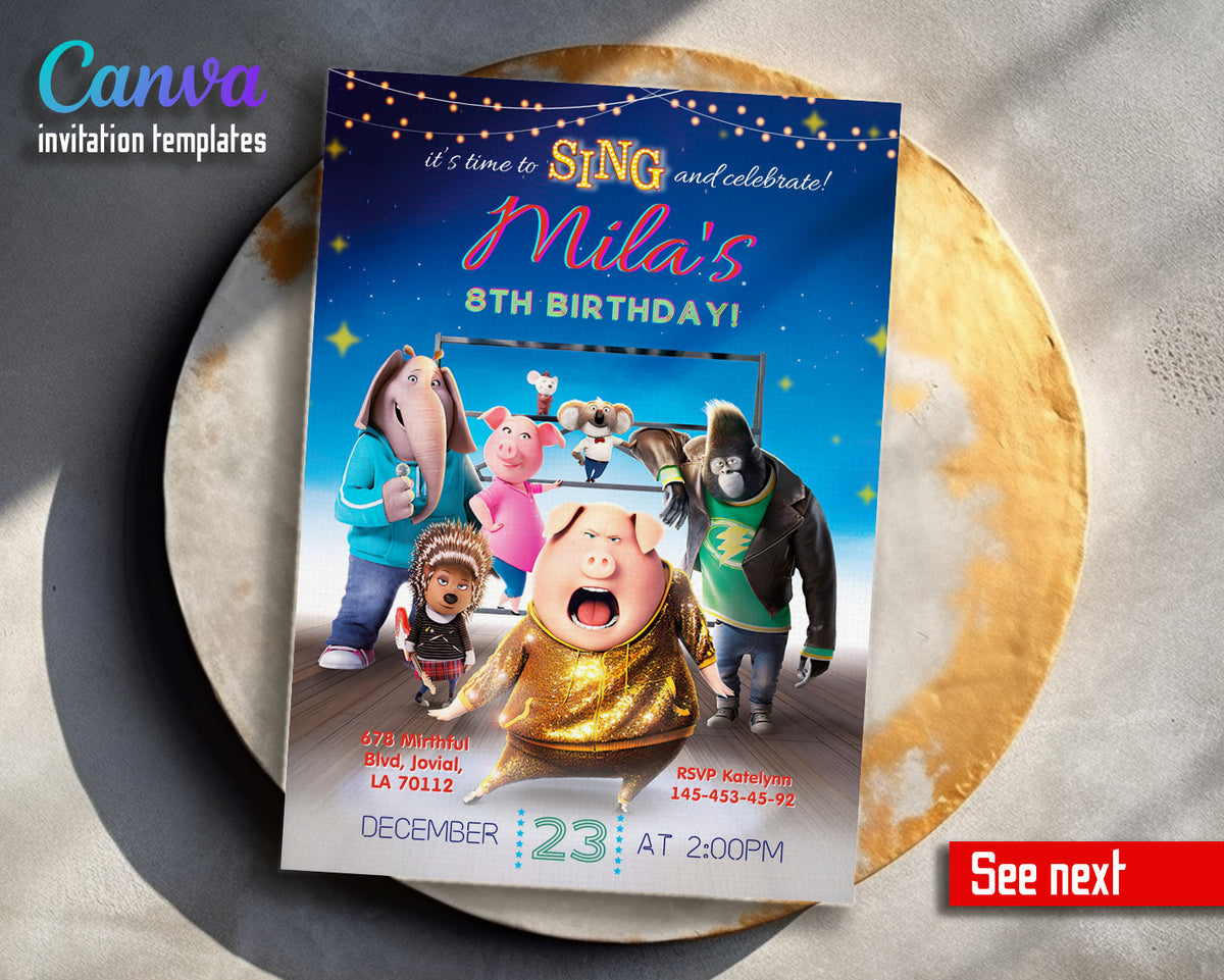 Sing Two Karaoke customizable invitation template | Share or Print | AE968