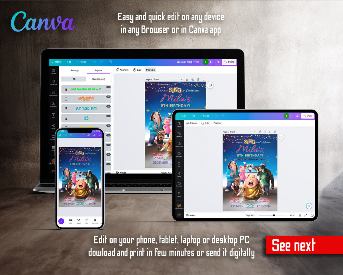 Sing Two Karaoke customizable invitation template | Share or Print | AE968