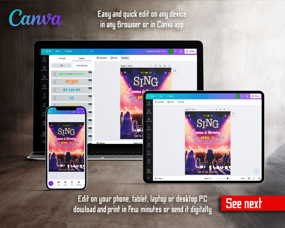 Sing Two Karaoke customizable invitation template | Share or Print | JO544